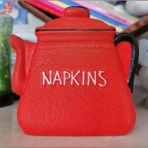 Enesco Red Coffee Pot Napkin Holder